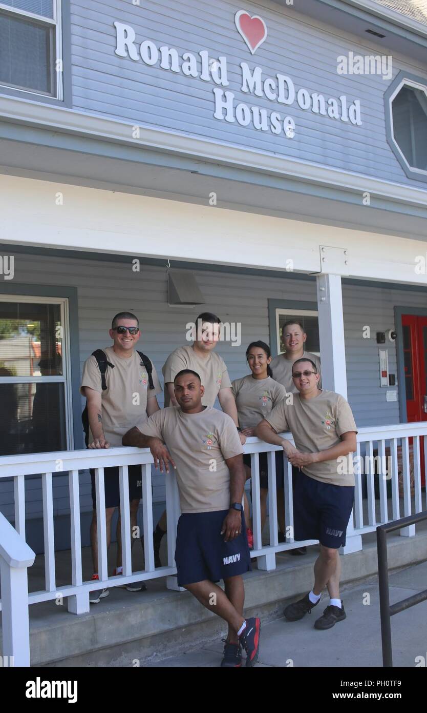 Sailors from the Reno Navy recruiting office in Sparks, Nevada volunteered at the Ronald McDonald House to help spread Navy awareness as part of Reno Navy Week on June 20, 2018. Stock Photo