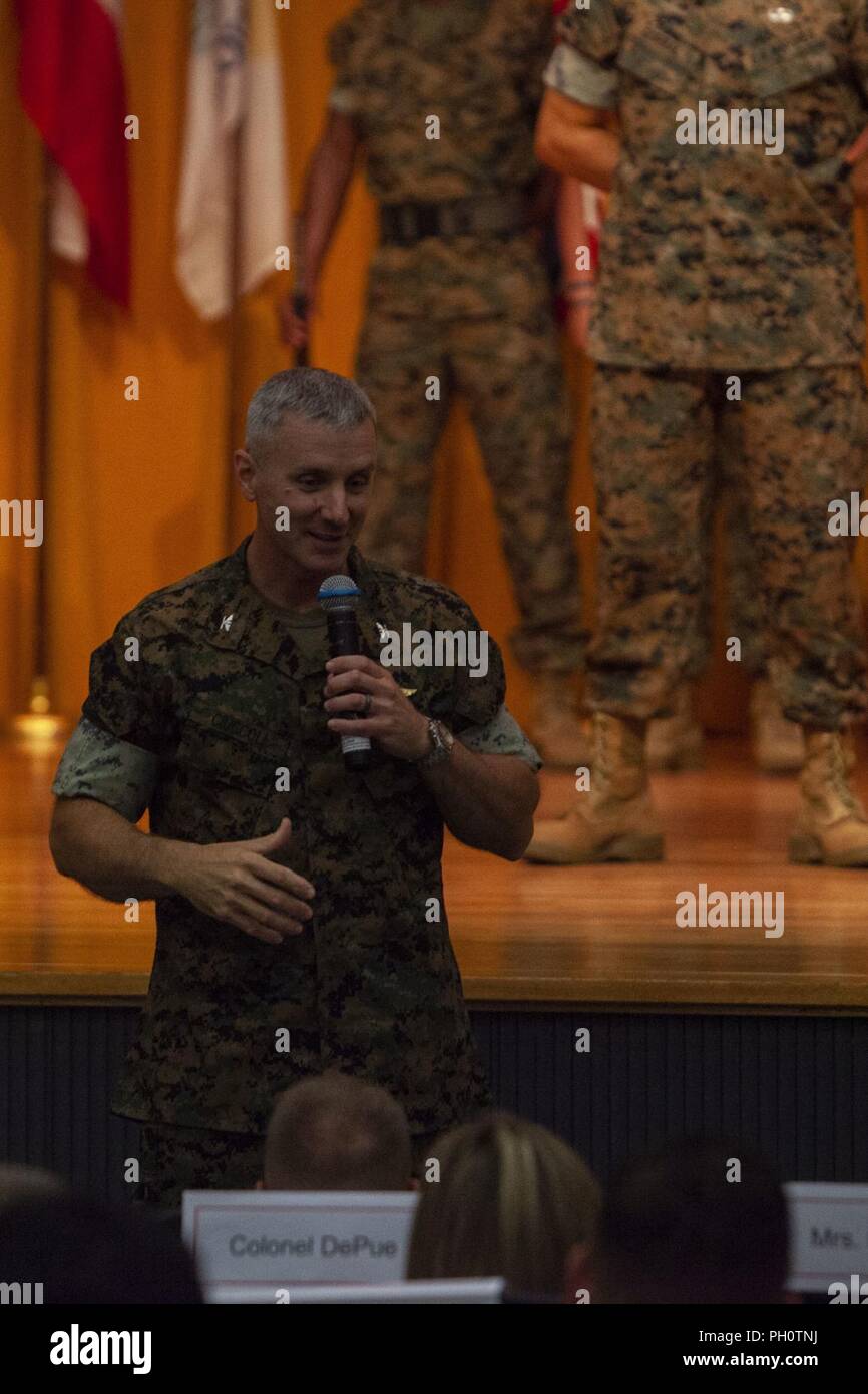 CAMP FOSTER, OKINAWA, Japan Col. Vincent J. Ciuccoli addresses guests