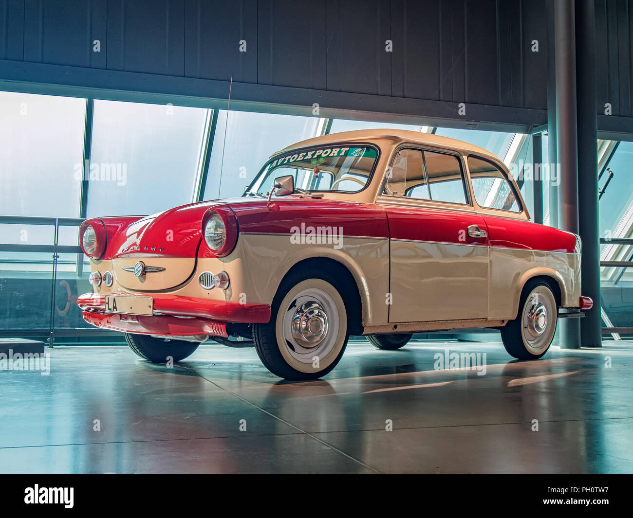RIGA, LATVIA-APRIL 18, 2018: 1960 Trabant P50 in the Riga Motor Museum. Stock Photo