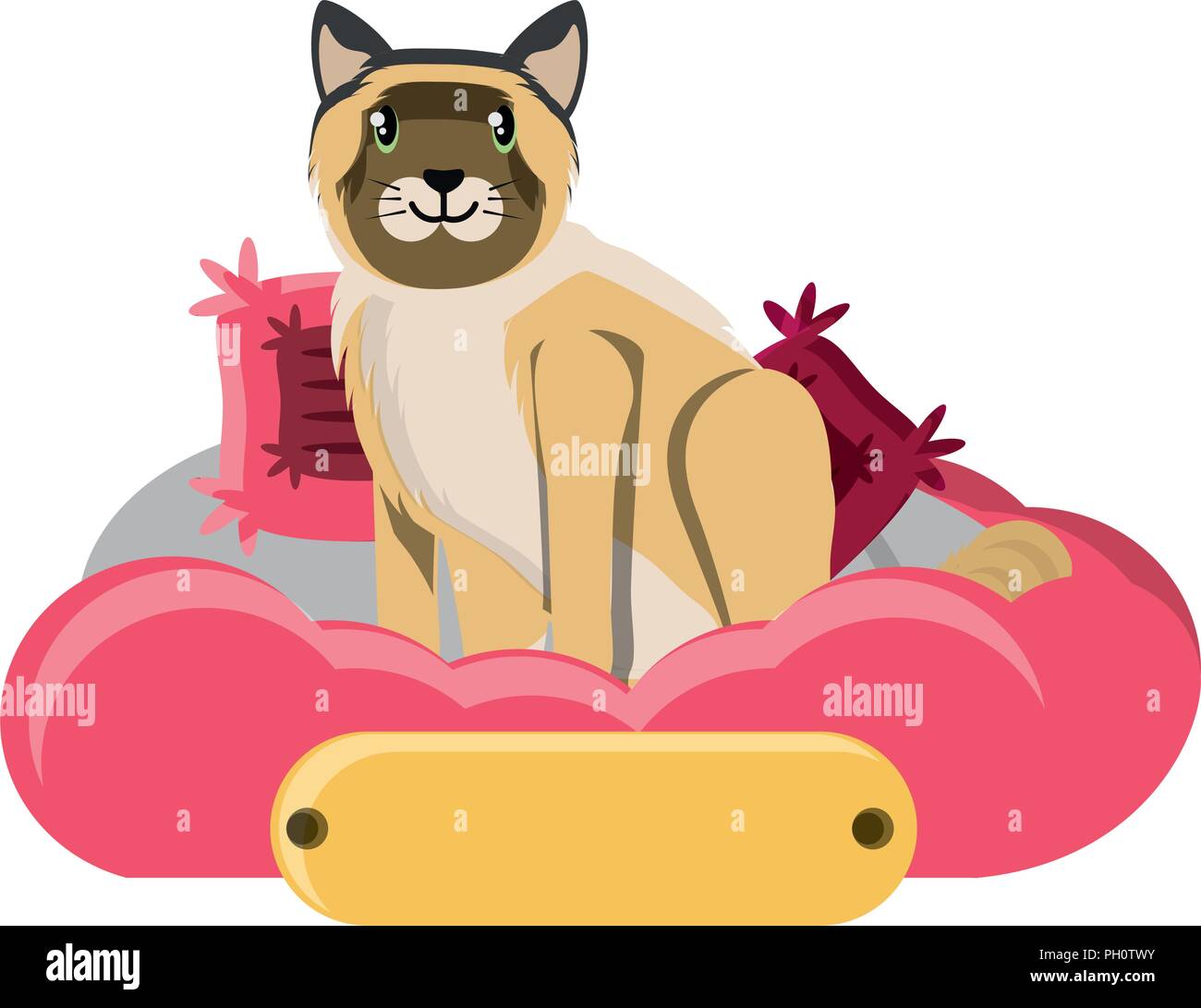 cute cat in bed over white background, vector illustration Stock Vector