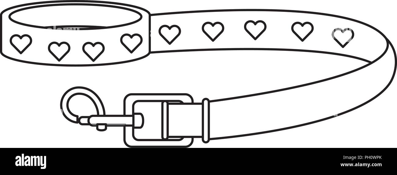 pet collar and leash over white background, vector illustration Stock