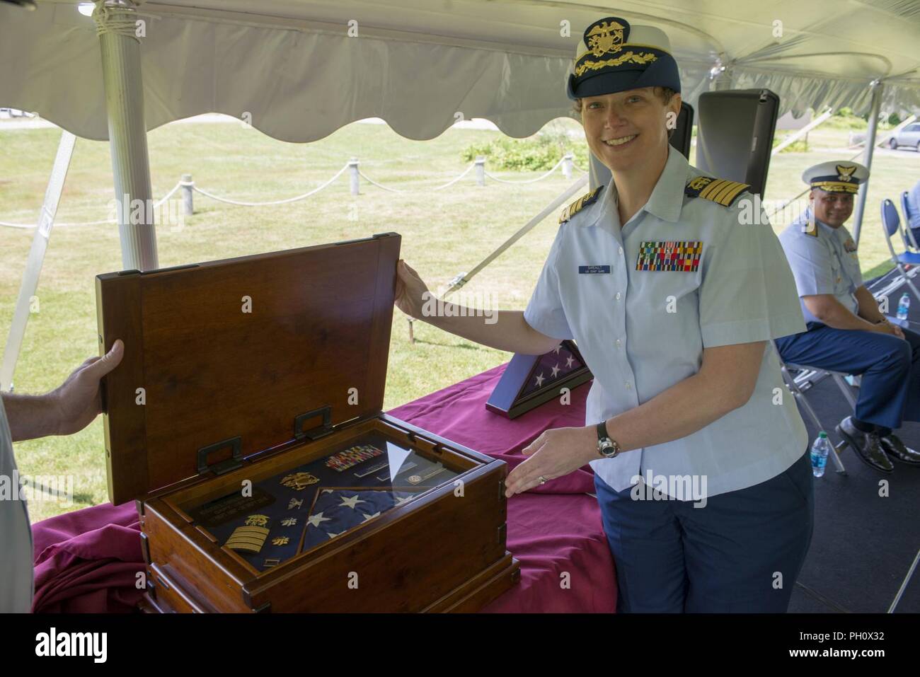 Captain Kristen S. Sareault, USPHS, retires from active duty at USCG Station Cape Cod Canal, Mass. on June 22, 2018. Stock Photo