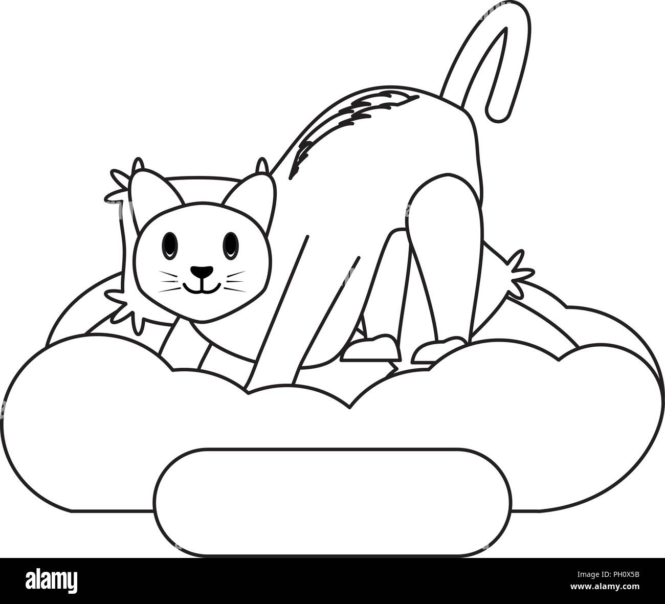 cute cat in bed over white background, vector illustration Stock Vector