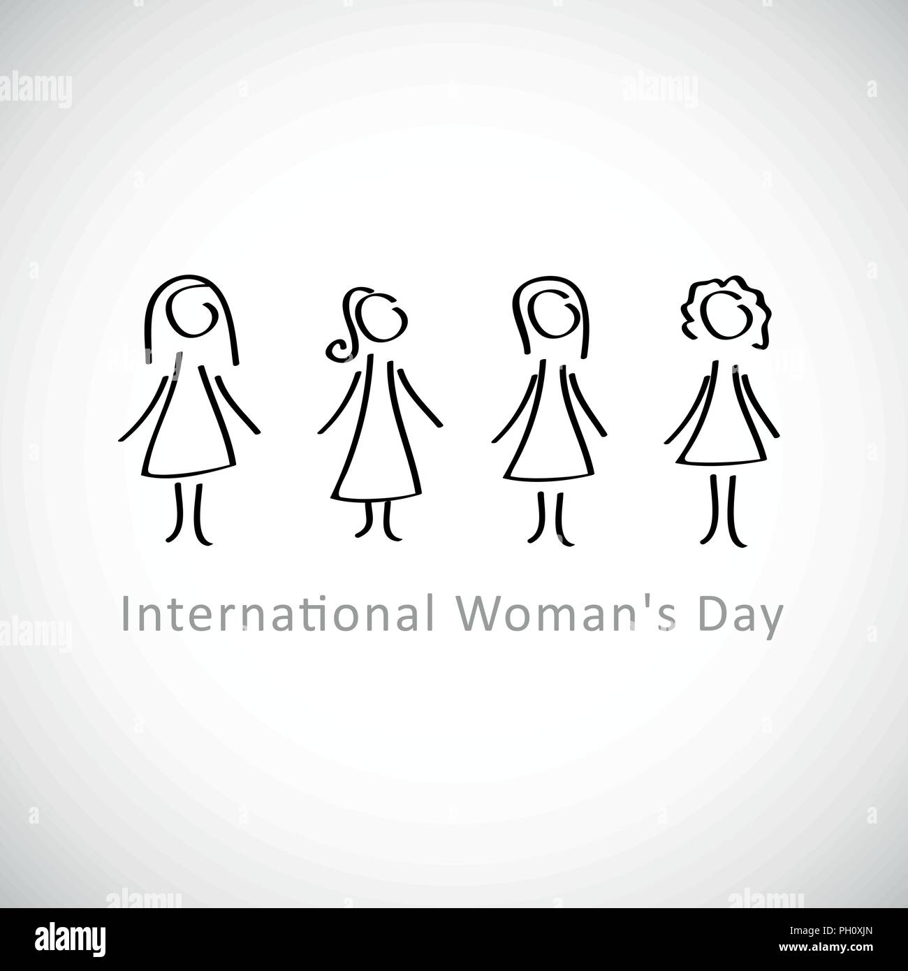 international women's day line drawing vector illustration EPS10 Stock Vector