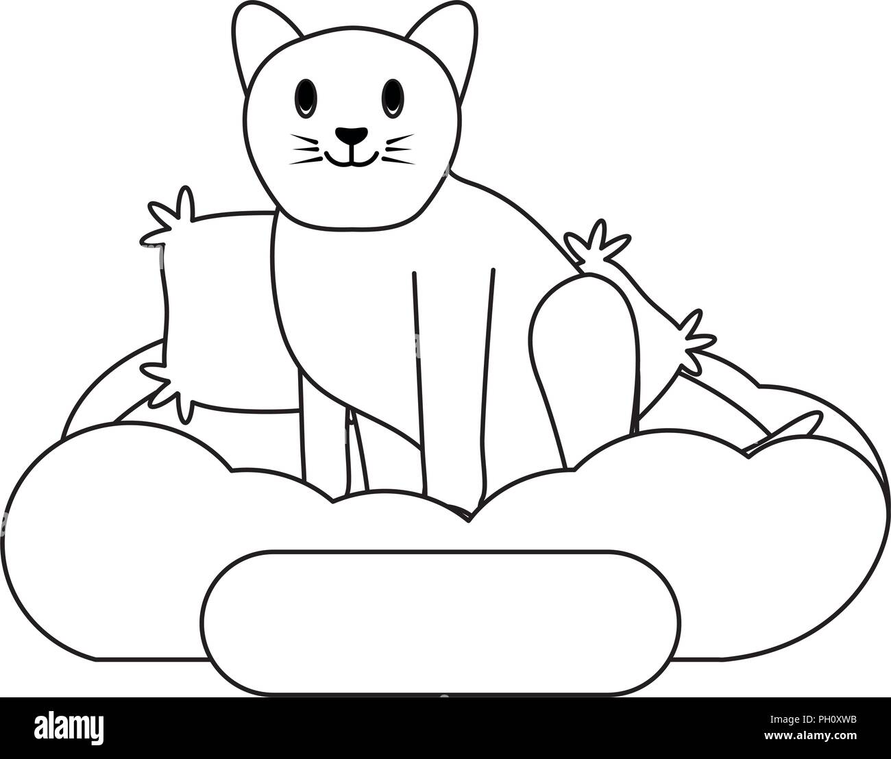 cute cat in bed over white background, vector illustration Stock Vector