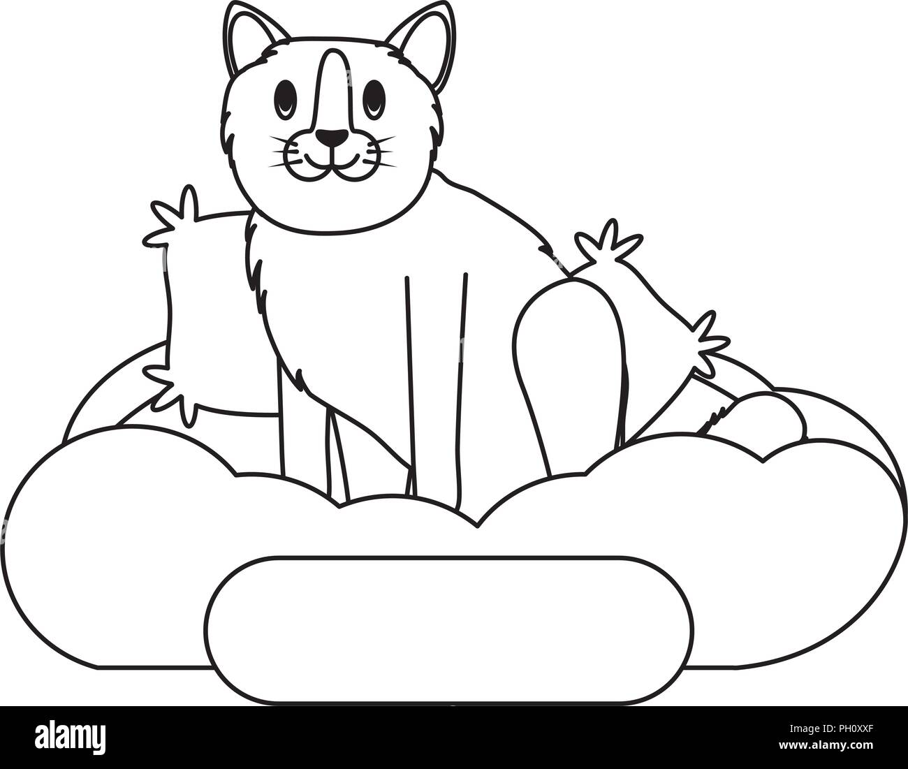 cute cat in bed over white background, vector illustration Stock Vector