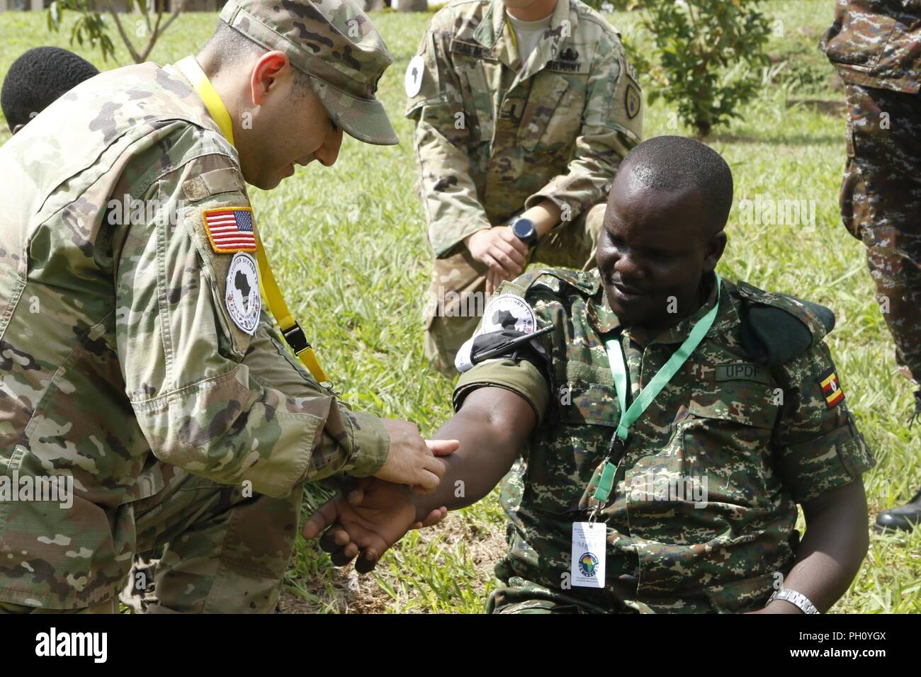 U.S. Army and Uganda People’s Defence Force soldiers take part in Combat Life Saver training at