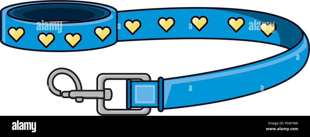 pet collar and leash over white background, vector illustration Stock