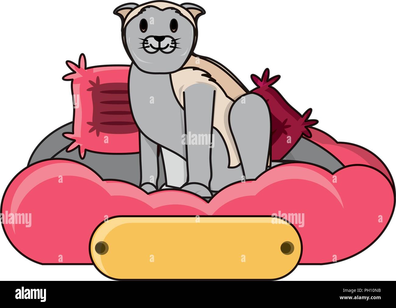 cute cat in bed over white background, vector illustration Stock Vector