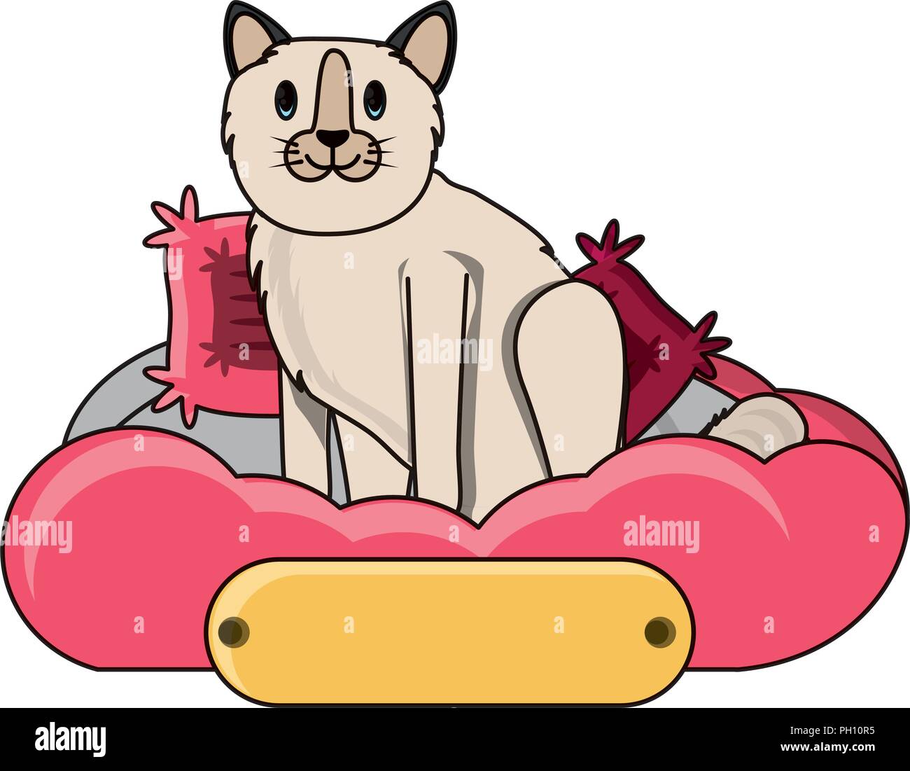 cute cat in bed over white background, vector illustration Stock Vector