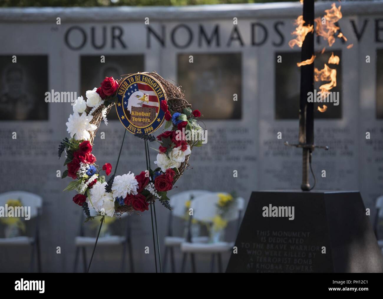 The 22nd anniversary of the Khobar Tower terrorist attack memorial ceremony was held June 25, 2018, at Eglin Air Force Base, Fla. Our Nomads have ceased their wandering but will never be forgotten. Stock Photo