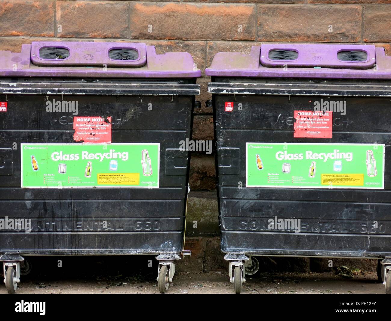 Glass recycling bins, Edinburgh, Scotland Stock Photo Alamy