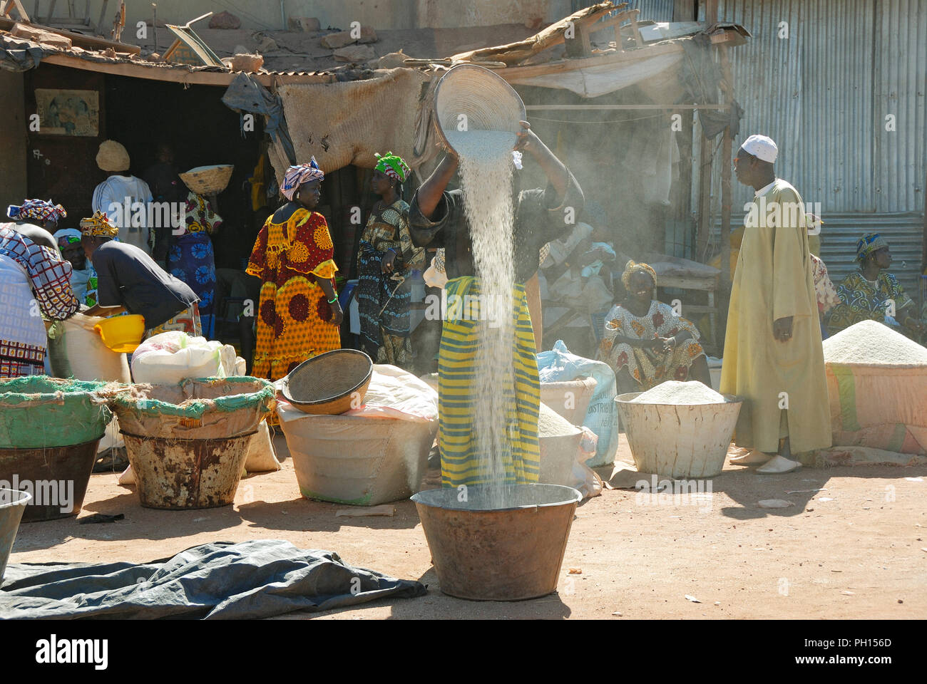 Rice at the street market of Mopti. Mali, West Africa Stock Photo