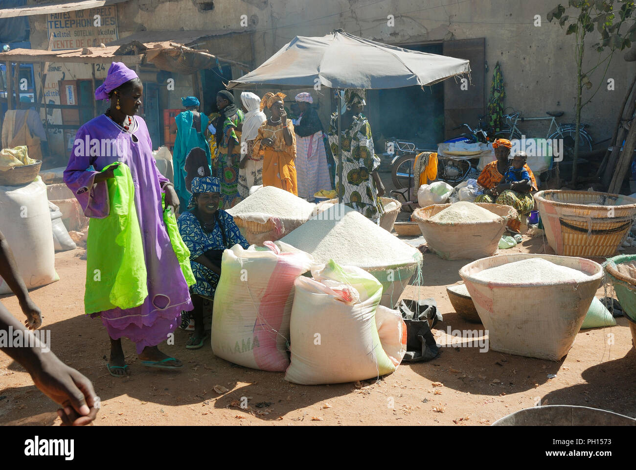 Rice at the street market of Mopti. Mali, West Africa Stock Photo