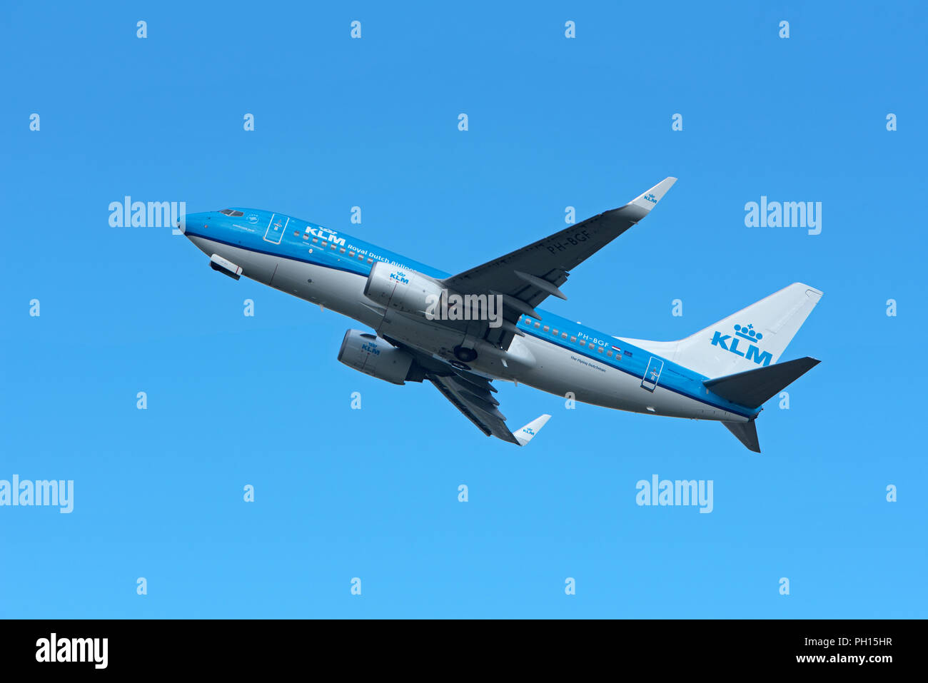 A KLM Boeing 737-K2 on its daily service between Inverness Scotland and Amsterdam in Holland. Stock Photo