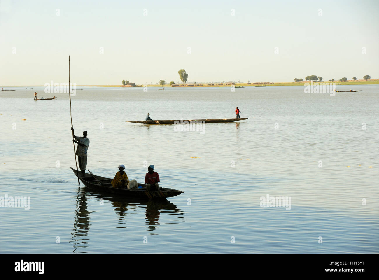 Pinasses in the Niger river. Mopti, Mali. West Africa Stock Photo