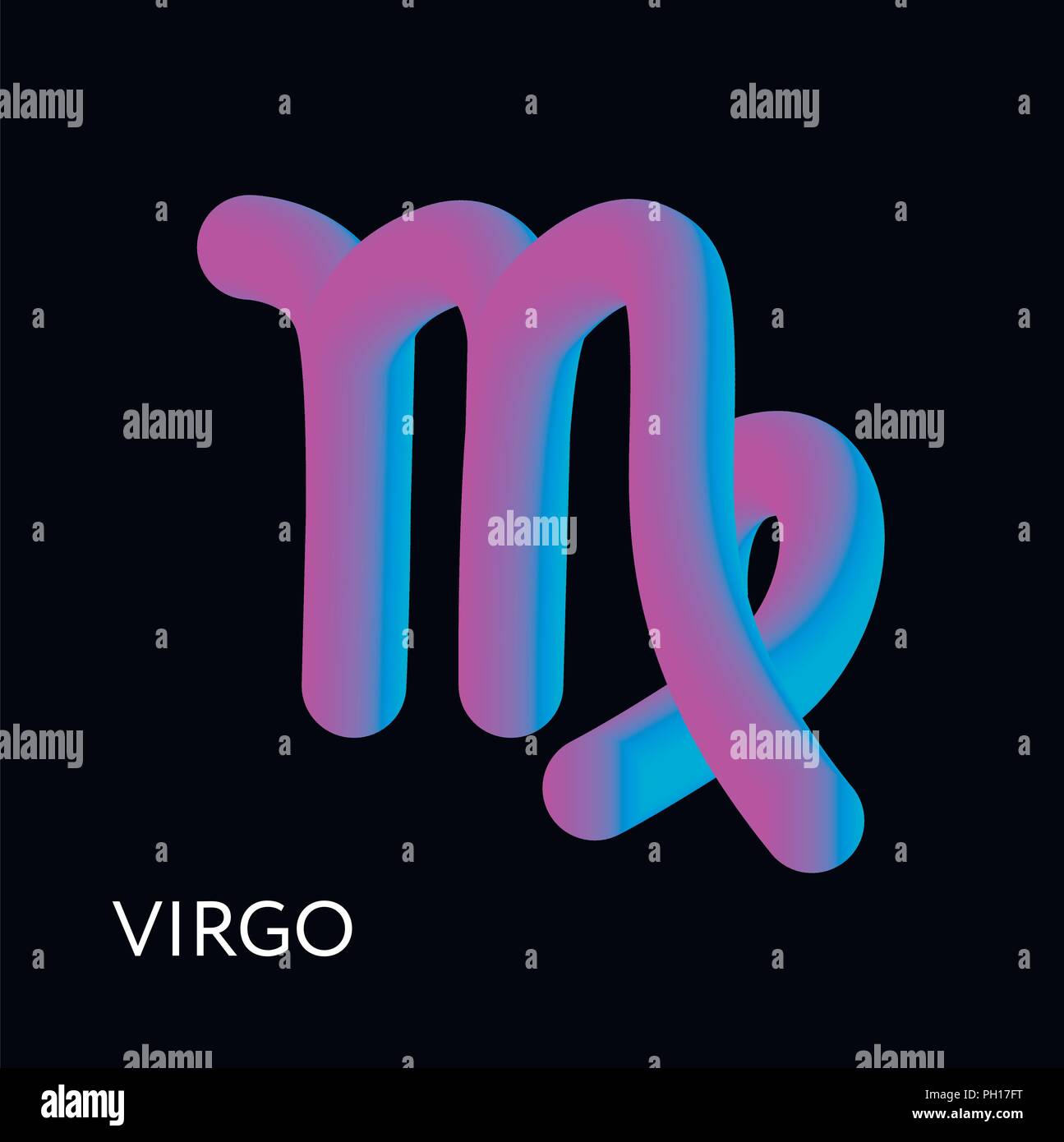 Virgo Text horoscope Zodiac sign 3D shape Gradient illustration Stock ...