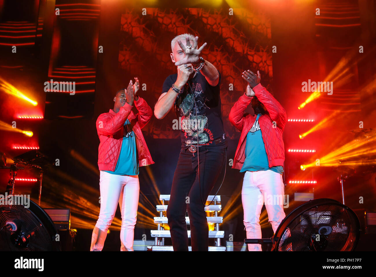 Gießen, Germany. 24th Aug, 2018. Scooter, German Band playing Techno, Eurodance, Electronic