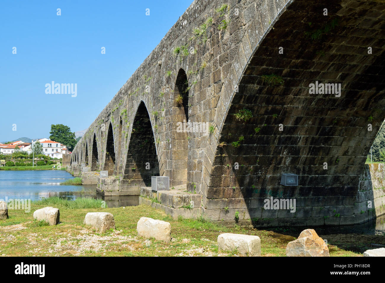 Roman Bridge In Ponte de Lima Portugal Stock Photo