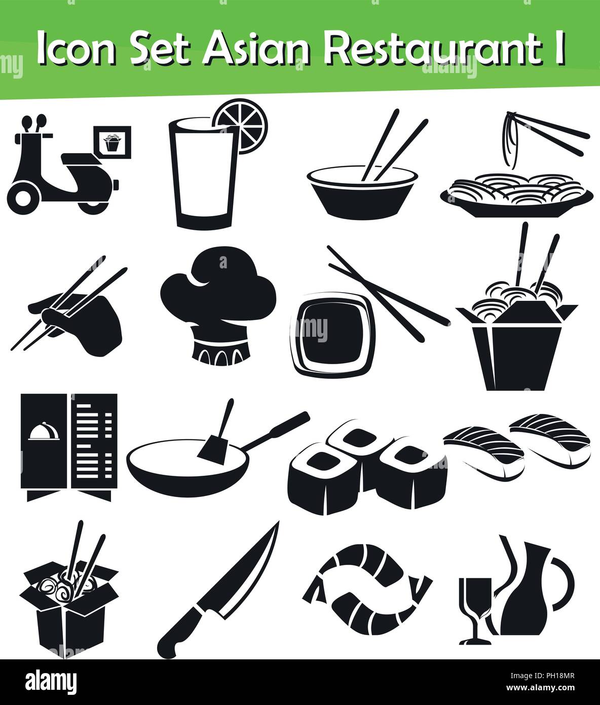 Icon Set Asian Restaurant I with 16 icons for the creative use in ...