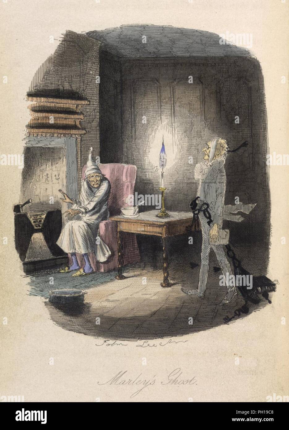 A Christmas Carol in prose. - 'Marley's Ghost.  Ebenezer Scrooge visited by a ghost.' . Stock Photo