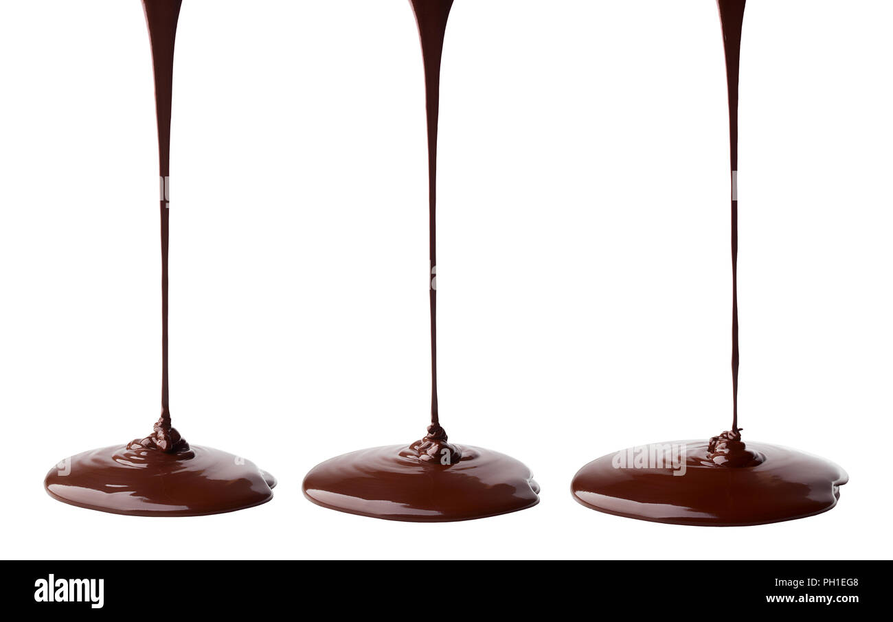 Melted chocolate, isolated on white background, clipping path Stock Photo