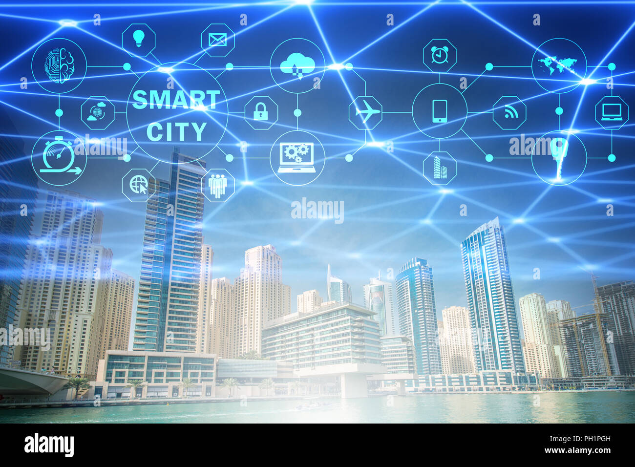 Concept of smart city and internet of things Stock Photo - Alamy
