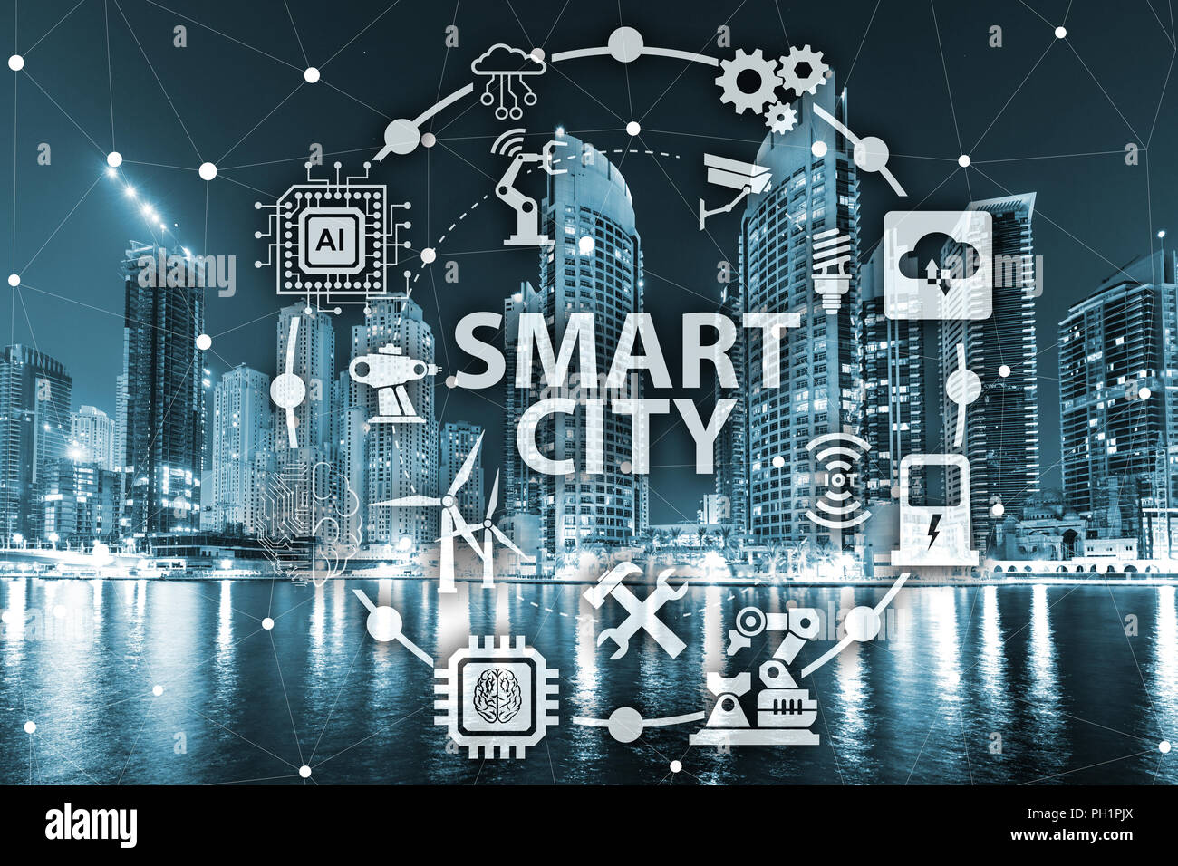 Concept of smart city and internet of things Stock Photo - Alamy