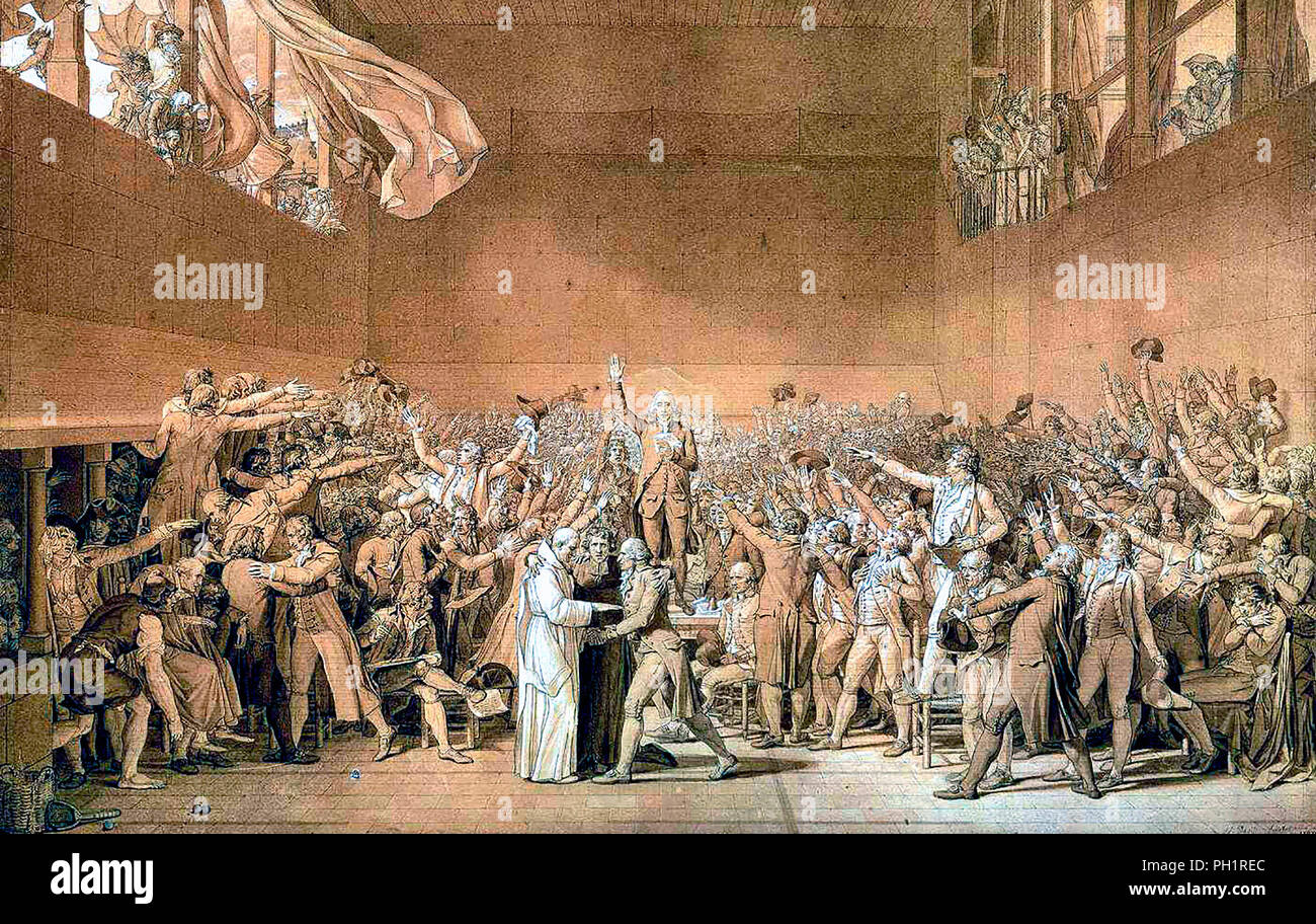 The Oath of the Tennis Court, 1789 - Jacques-Louis David, 1791 Stock Photo