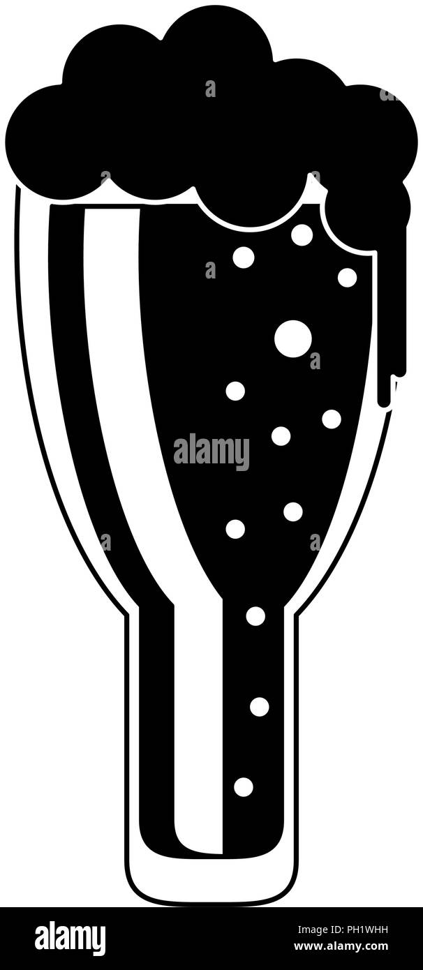 Beer cup glass in black and white Stock Vector