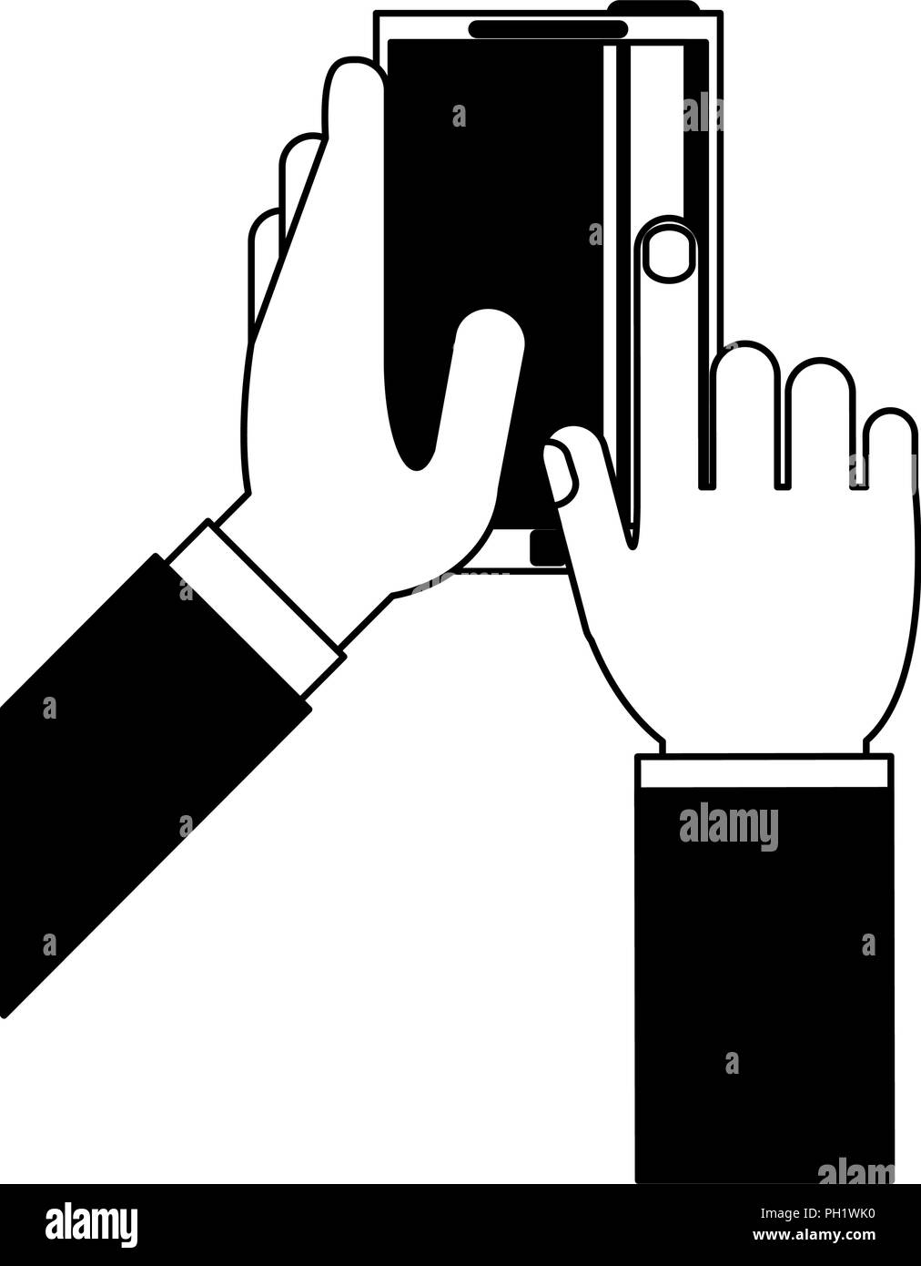 Hand with smartphone in black and white Stock Vector Image & Art - Alamy