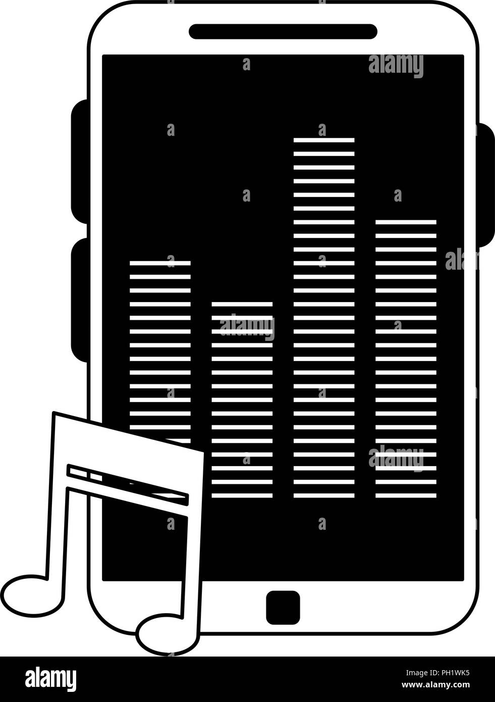 Smartphone with music in black and white Stock Vector Image & Art - Alamy