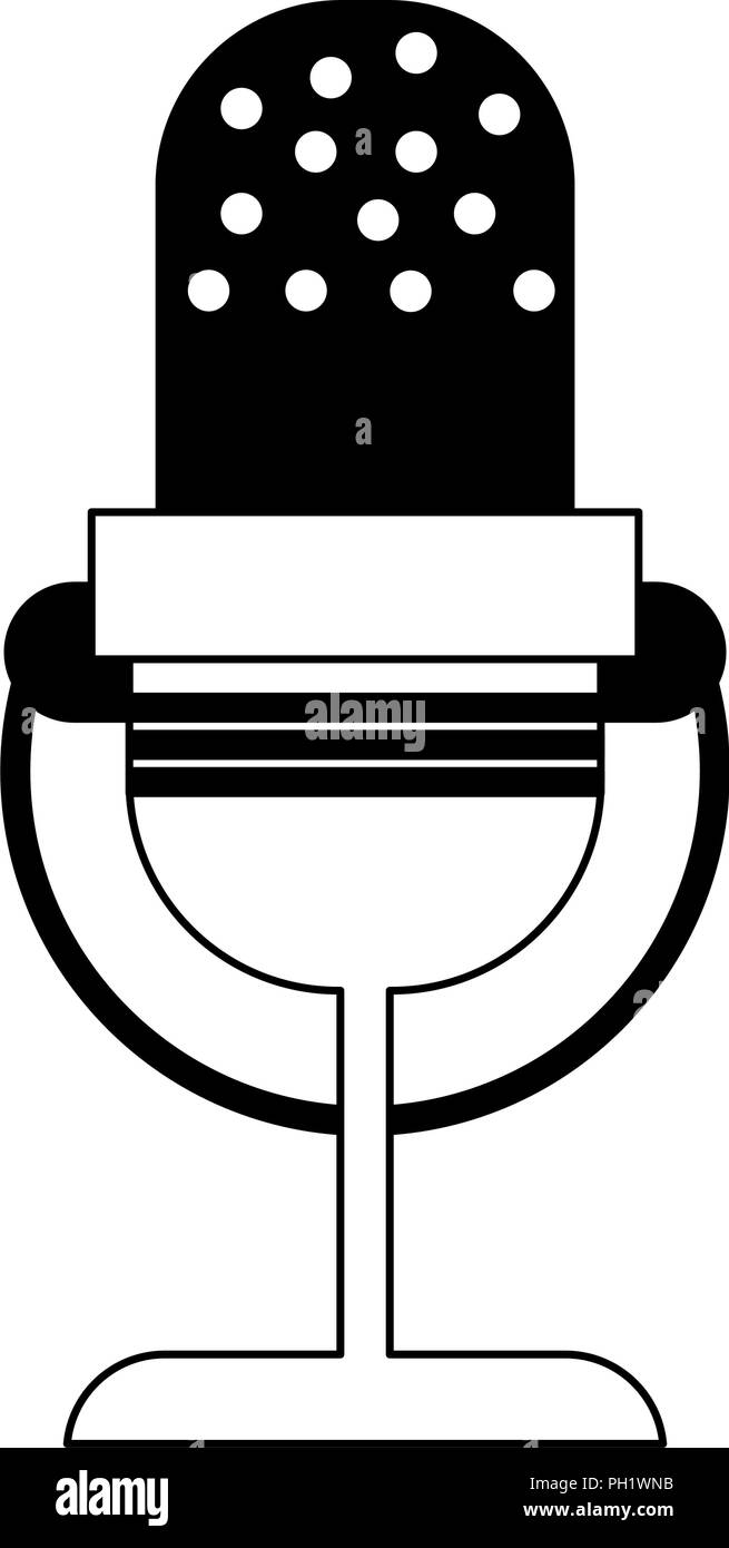 Vintage radio microphone in black and white Stock Vector Image & Art ...