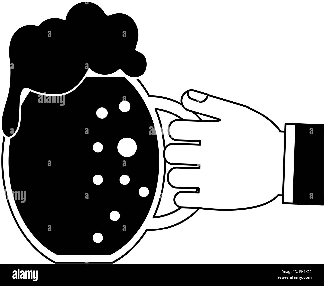 Hand holding irish beer in black and white Stock Vector