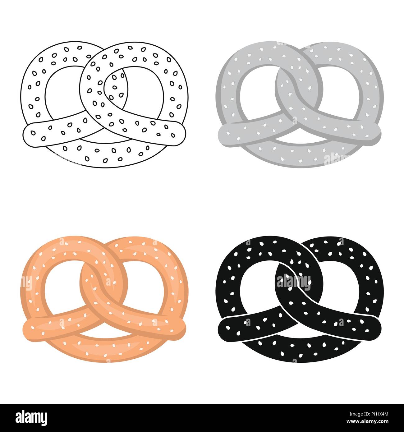 Pretzel icon in cartoon style isolated on white background. Oktoberfest ...