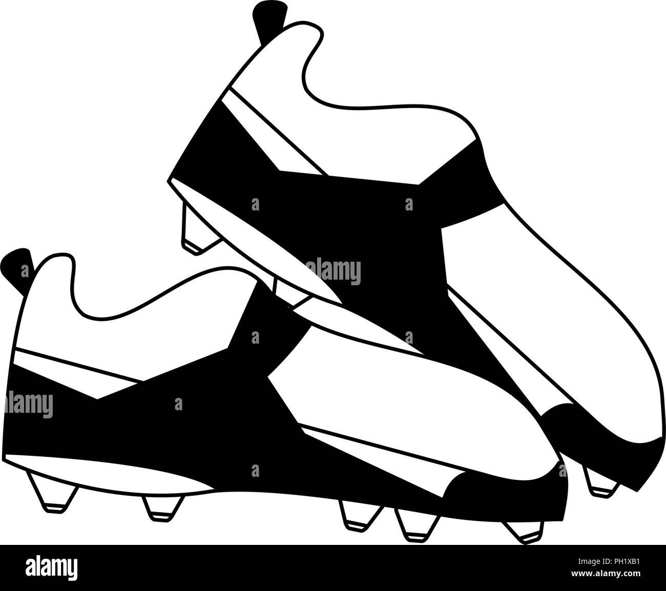 Football boots isolated in black and white Stock Vector