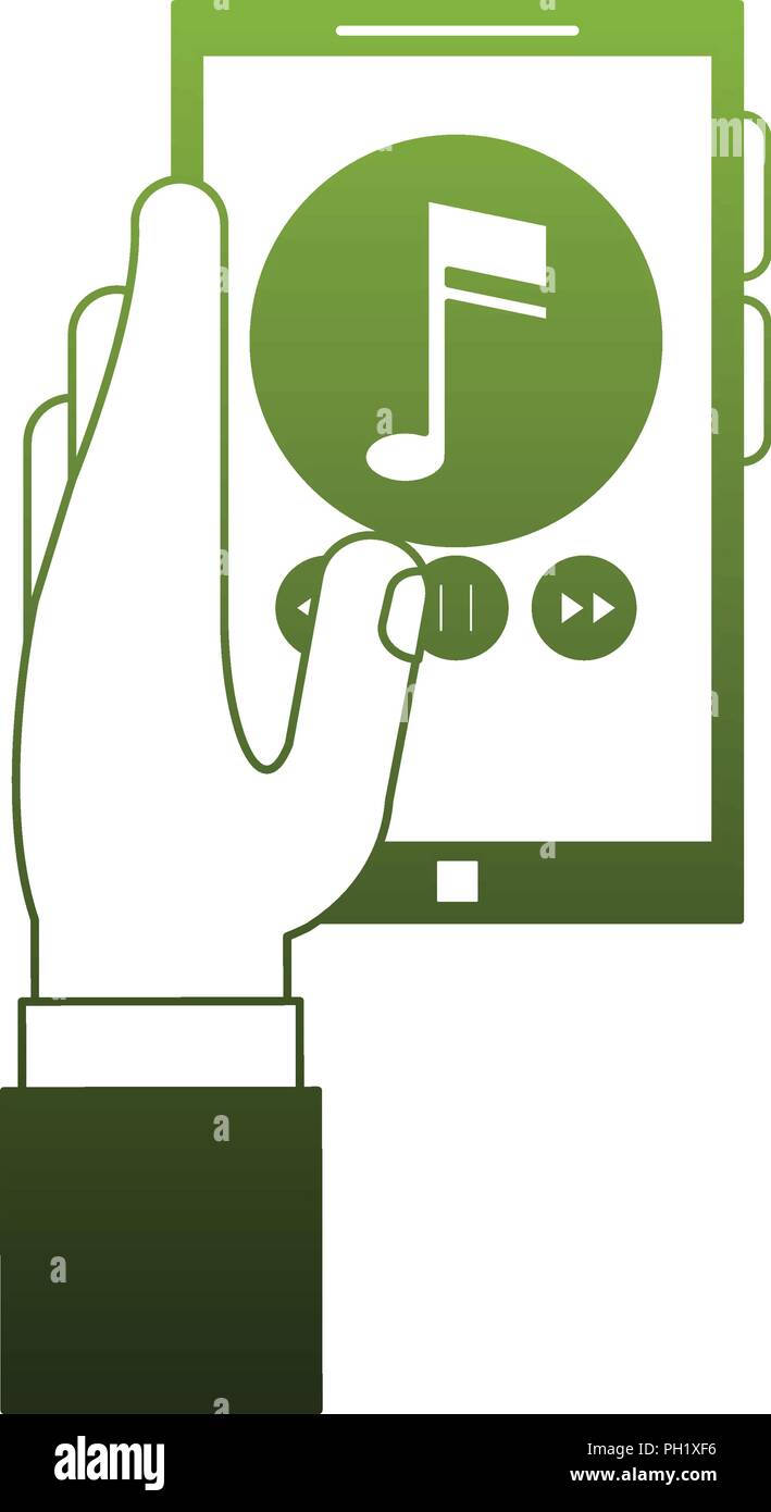 Hand holding smartphone with music green lines Stock Vector Image & Art ...