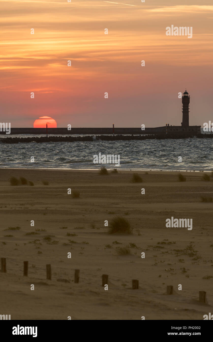 Architecture of Dunkirk at night. Dunkirk, HautsdeFrance, France