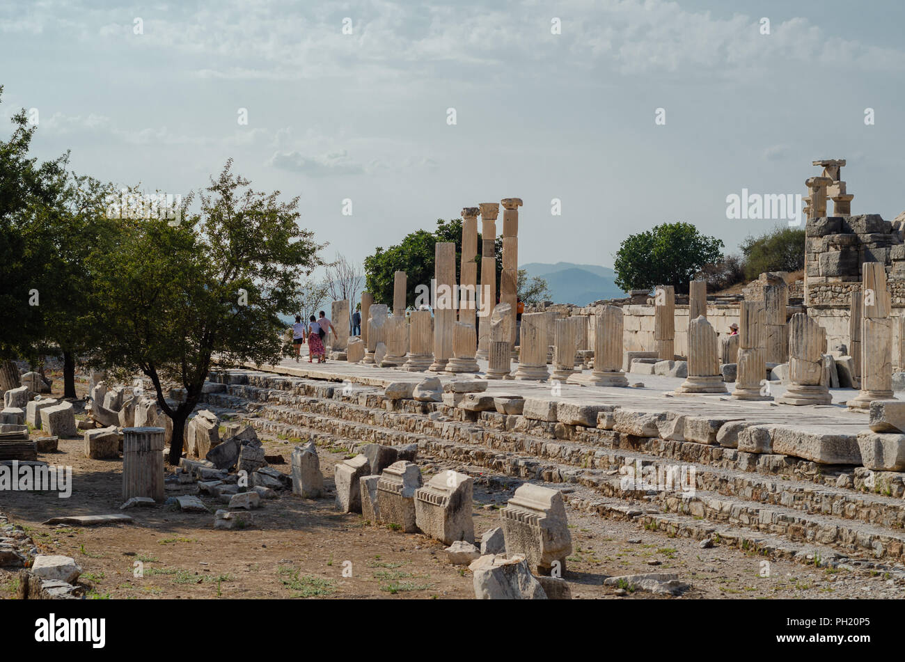 EPHESUS, TURKEY - AUGUST 19, 2018: The ancient city of Ephesus is visited by thousands of tourists every year.( Ephesus is a UNESCO World Heritage sit Stock Photo