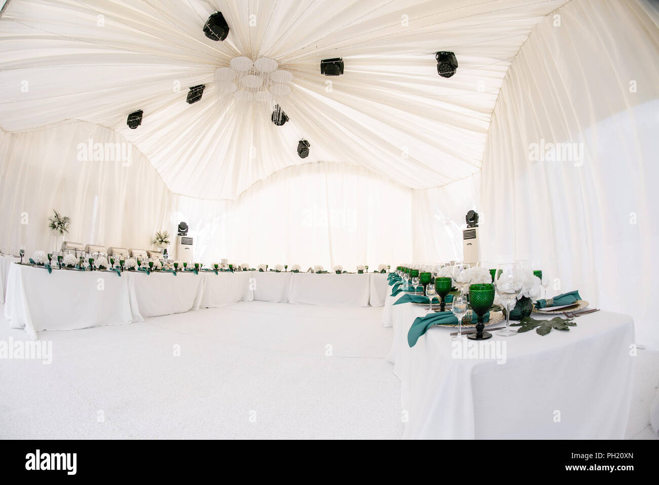 Beautiful Banquet Hall Under A Tent For A Wedding Reception