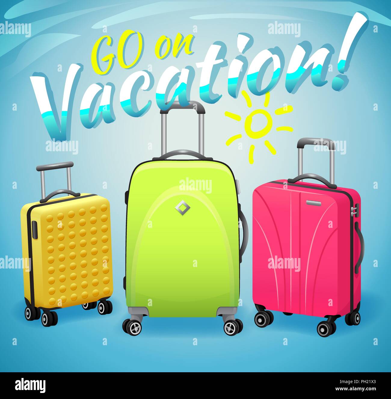 three luggage travel bags isolated 