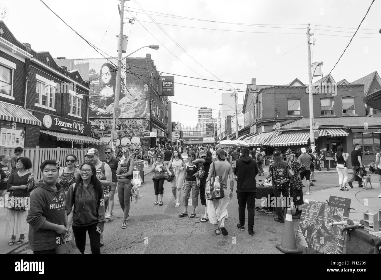 TORONTO, CANADA - AUGUST 25, 2018: Pedestrian Sunday in Kensington Market. Stock Photo