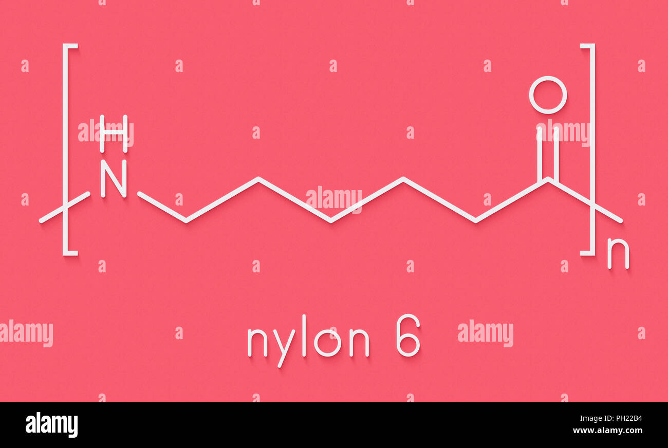 Polycaprolactam (nylon 6) polymer, chemical structure. Polyamide