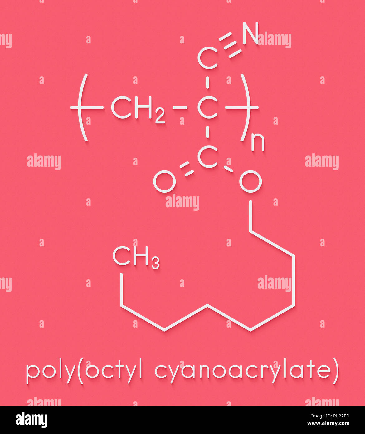 Poly(n-butyl cyanoacrylate) polymer, chemical structure. Polymerized (set)  form of n-butyl cyanoacrylate medical instant glue. Used for medical and ve  Stock Photo - Alamy