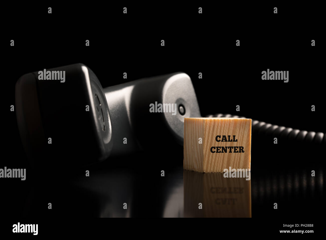 Call Center and communications concept with a landline telephone
