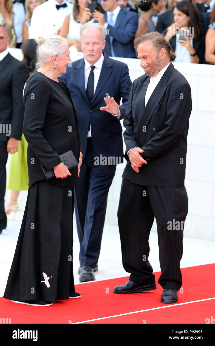 Venice, Italy. 29th Aug 2018. First Man Premiere, Opening Ceremony And Lifetime Achievement Award To Vanessa Redgrave Red Carpet Arrivals - 75th Venice Film Festival  VENICE, ITALY - AUGUST 29: Vanessa Redgrave and Franco Nero walk the red carpet ahead of the opening ceremony and the 'First Man' screening during the 75th Venice Film Festival at Sala Grande on August 29, 2018 in Venice, Italy. Credit: Graziano Quaglia/Alamy Live News Stock Photo