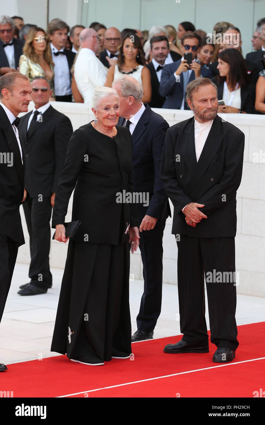 Venice, Italy. 29th Aug 2018. First Man Premiere, Opening Ceremony And Lifetime Achievement Award To Vanessa Redgrave Red Carpet Arrivals - 75th Venice Film Festival   VENICE, ITALY - AUGUST 29: Vanessa Redgrave and Franco Nero walk the red carpet ahead of the opening ceremony and the 'First Man' screening during the 75th Venice Film Festival at Sala Grande on August 29, 2018 in Venice, Italy. Credit: Graziano Quaglia/Alamy Live News Stock Photo