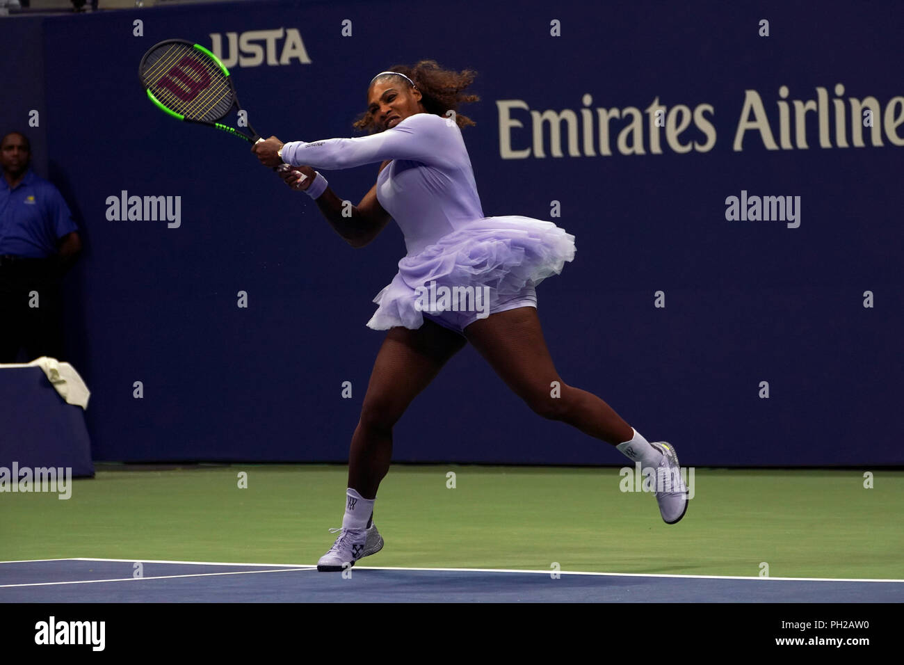 New York, United States. 29th Aug, 2018. Flushing Meadows, New York - August 29, 2018: US Open Tennis: Serena Williams in action during her second round match against opponent Carina Withoeft of Germany at the US Open in Flushing Meadows, New York. Williams won the match in straight sets to advance to the next round. Credit: Adam Stoltman/Alamy Live News Stock Photo
