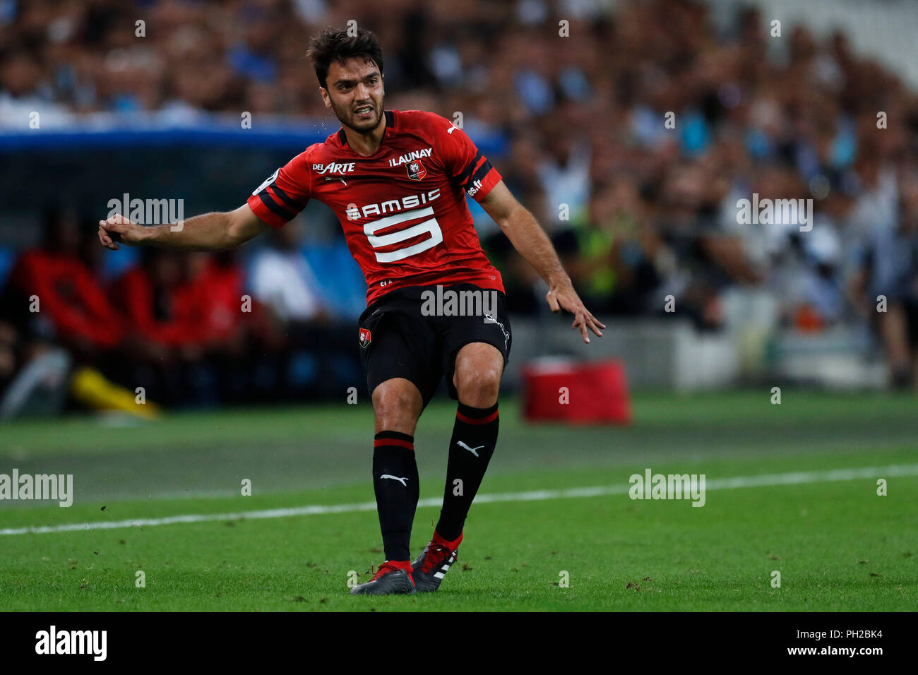 Marseille, France. Credit: D. 26th Aug, 2018. Clement Grenier (Rennes) Football/Soccer : French 'Ligue 1' match between Olympique de Marseille 2-2 Rennes at Velodrome stadium in Marseille, France. Credit: D .Nakashima/AFLO/Alamy Live News Stock Photo