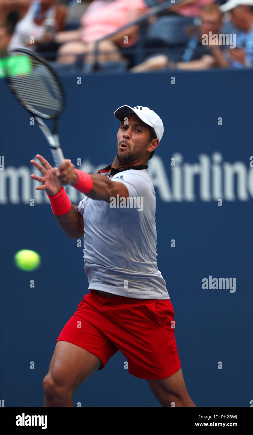 New York, United States. 29th Aug, 2018. Flushing Meadows, New York - August 29, 2018: US Open Tennis: Fernando Verdasco of Spain on his way to defeating Andy Murray of Great Britain during their second round match to at the US Open in Flushing Meadows, New York. Verdasco won the match in four sets. Credit: Adam Stoltman/Alamy Live News Stock Photo